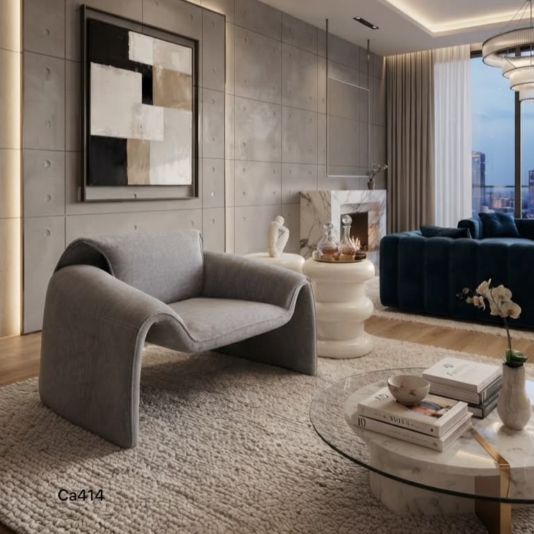 Silla moderna gris claro tela linos 94cm* 83cm* 67cm